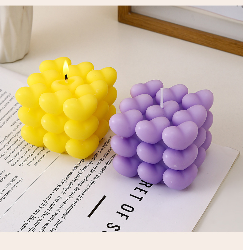 Smokeless Heart Cube Scented Candle, Qixi Valentine's Day gift, heart-shaped scented candle, scented souvenir, Creative scented candle pic 12