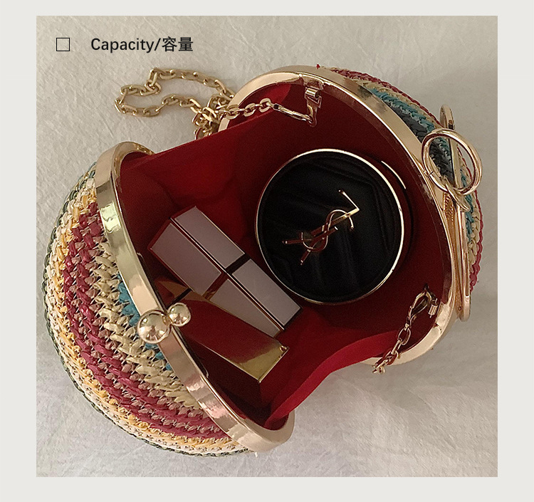 时尚女士小圆包简约链条撞色单肩包球形盒子晚宴包个性小众手提包详情4