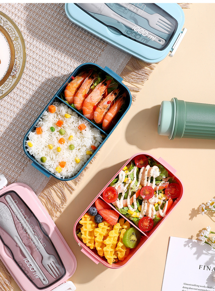 ins Cross-border lunch box set: bento box, light food, salad box, sauce box, student and office worker picnic box, separated pic 17