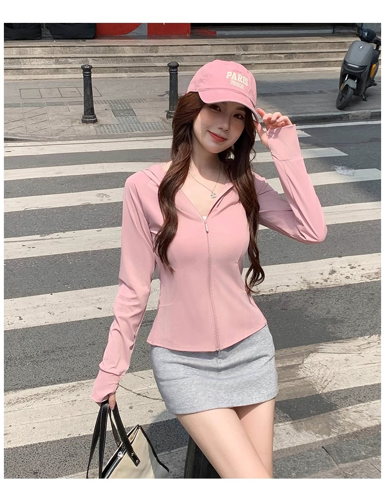 鹅黄色连帽防晒衣女夏季2025新款防紫外线防晒服修身冰丝开衫外套详情39