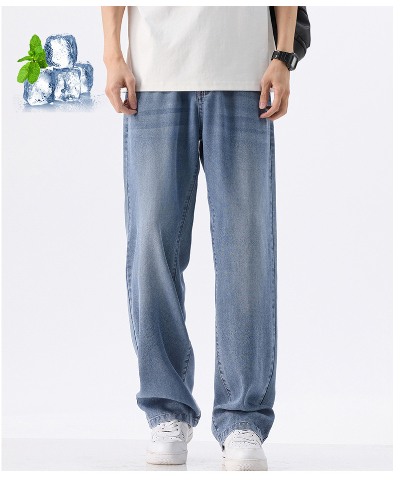2025天丝牛仔裤男款夏季新款薄款直筒阔腿莱赛尔男士冰丝休闲裤子详情15