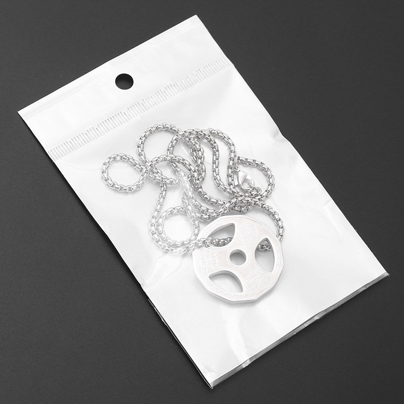 Wholesale factory direct sales of popular titanium steel dumbbell pendants and titanium steel necklaces for both men and women, trendy barbells pic 6