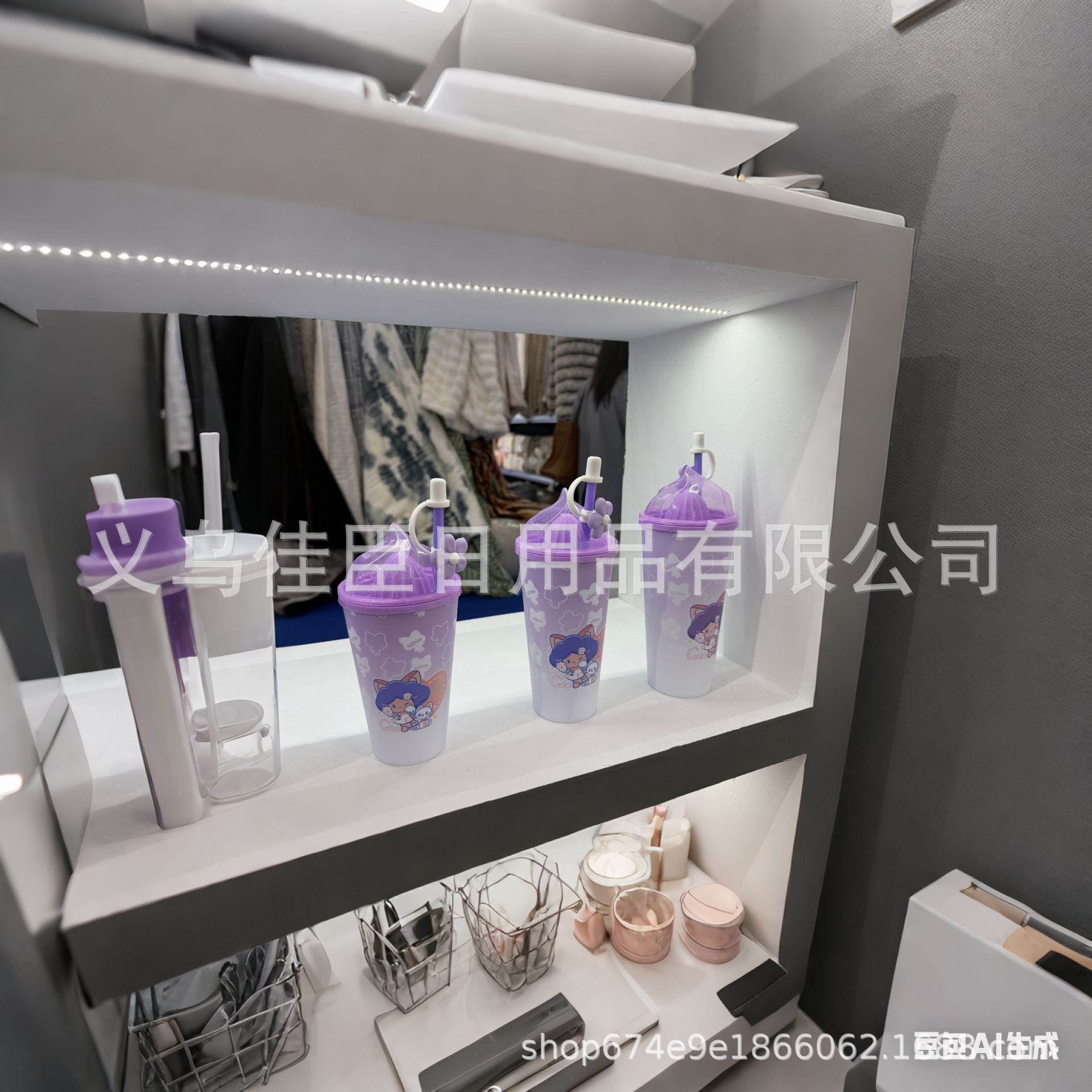 新款哑光渐变犬系少女吸管杯学生高颜值可爱童趣饮料果汁杯防尘帽详情9