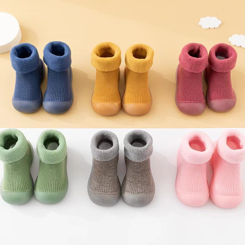 Baby walking shoes for autumn and winter, thickened with fleece, soft-soled and anti-slip, pure cotton floor socks for warmth pic 16