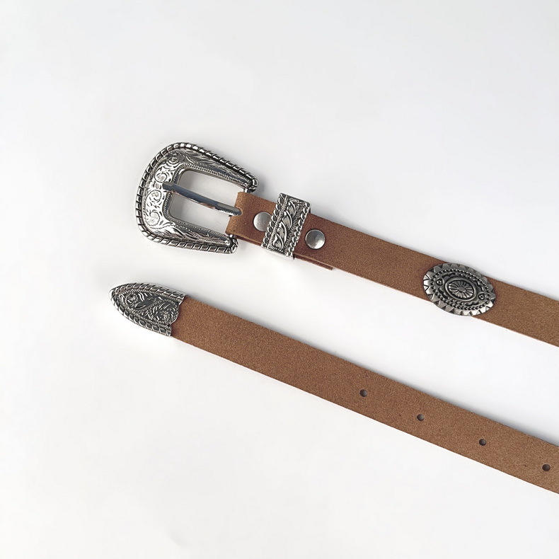 跨境欧美范针扣腰带女装饰简约百搭裤带复古时尚潮流雕花腰带配饰详情7