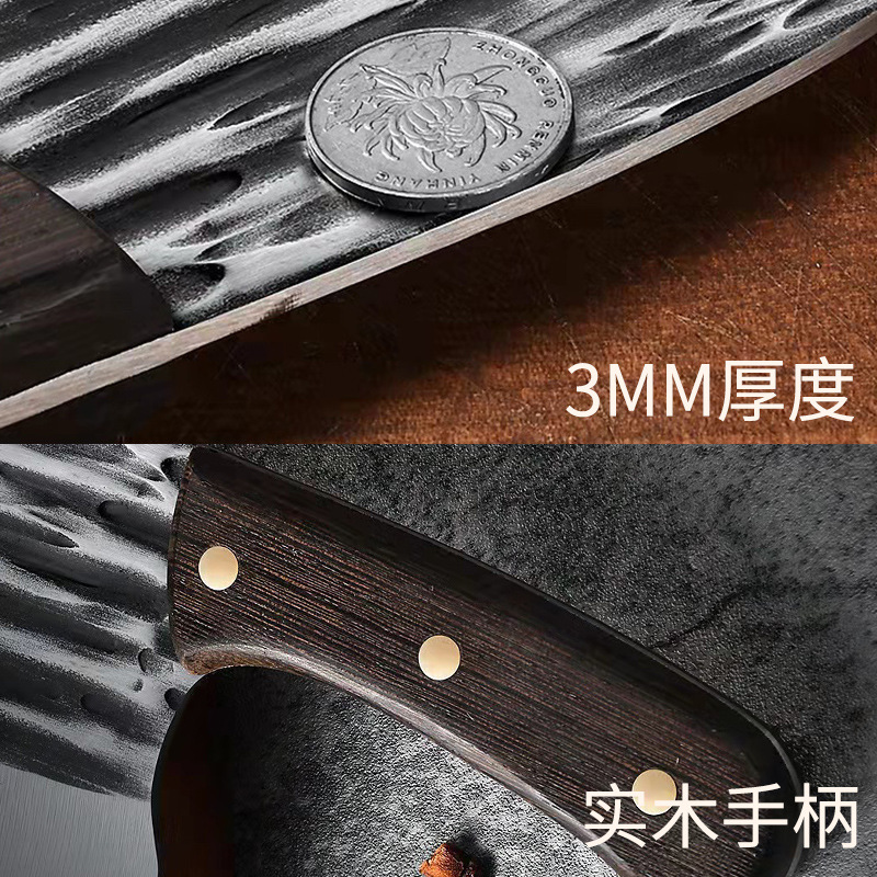 阳江菜刀厨房家用厨师专用切菜刀超快锋利斩切两用手工锻打鱼头刀详情2