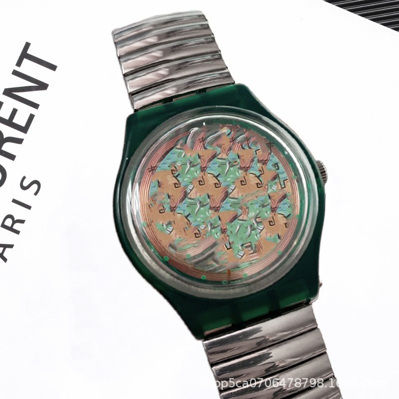 Suitable for swatch stainless steel elastic watch band, frosted silver spring elastic watch band 17mm in stock pic 8