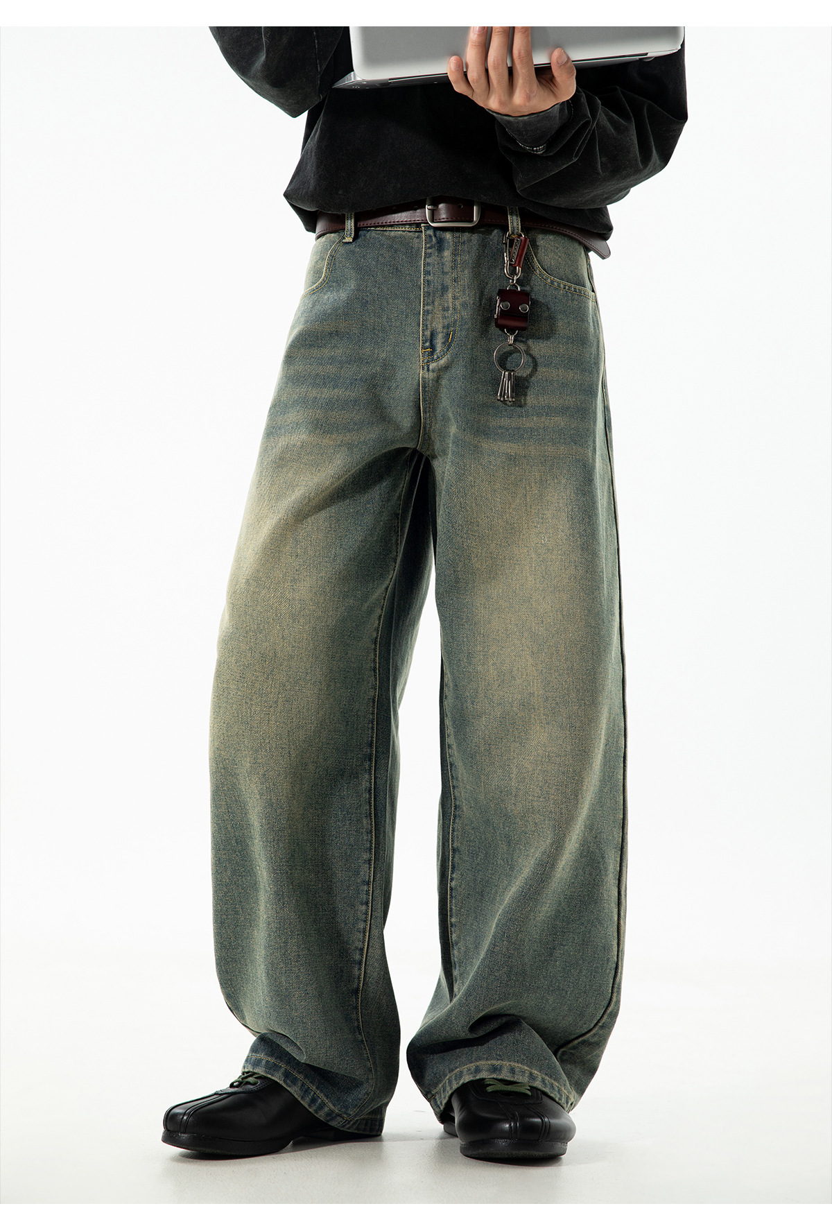 美式复古做旧水洗廓形牛仔裤男秋季新款潮牌直筒裤质感宽松长裤子详情29