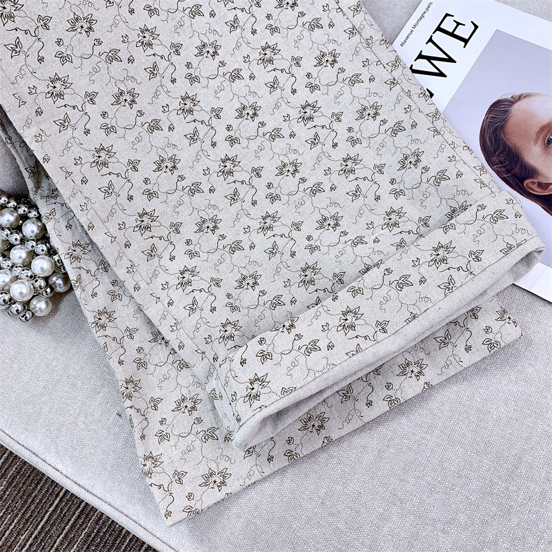In-stock 0wis raindrop linen and floral patterned French raindrop linen printed floral casual trousers, slimming and versatile pic 29