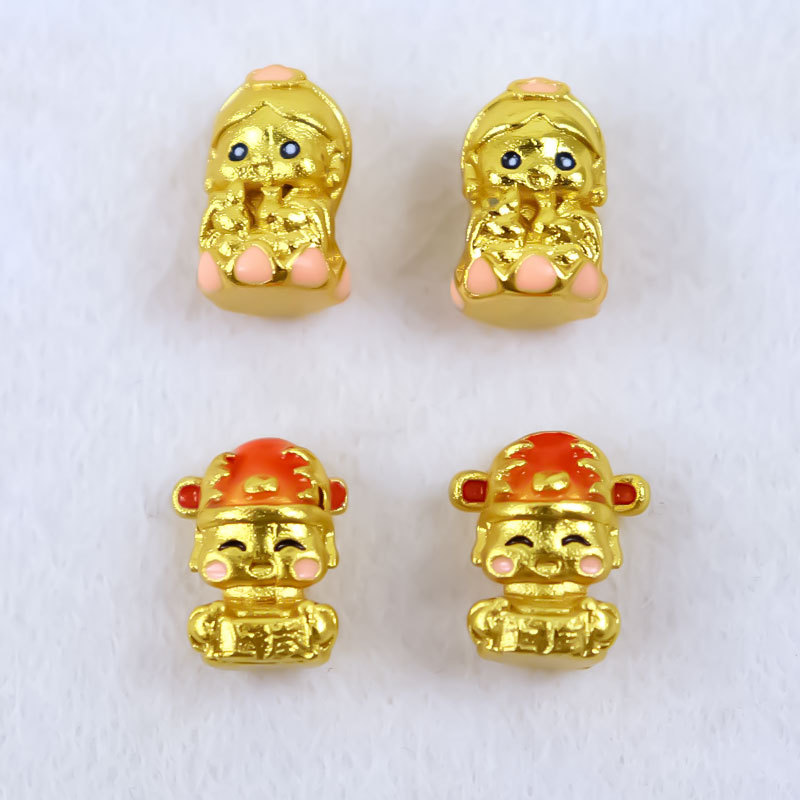 High-color-preserving peach copper plated with 24K gold, PI Xiu, bear, Baguette, cat jewelry, beaded accessories, DIY hand-held necklace accessories pic 2