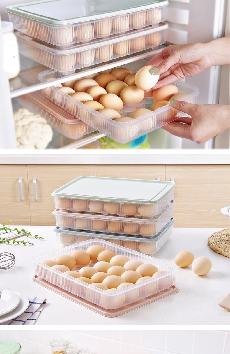 【 Thickened refrigerator egg box 】 24-compartment storage and preservation box, egg compartment egg tray, kitchen dust-proof storage box with lid pic 7