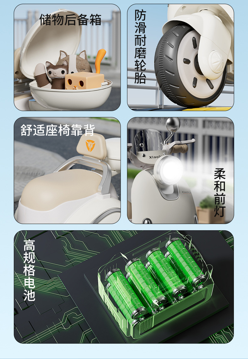 儿童电动摩托车男女孩宝宝三轮车电瓶车遥控充电可坐人小孩玩具车详情5