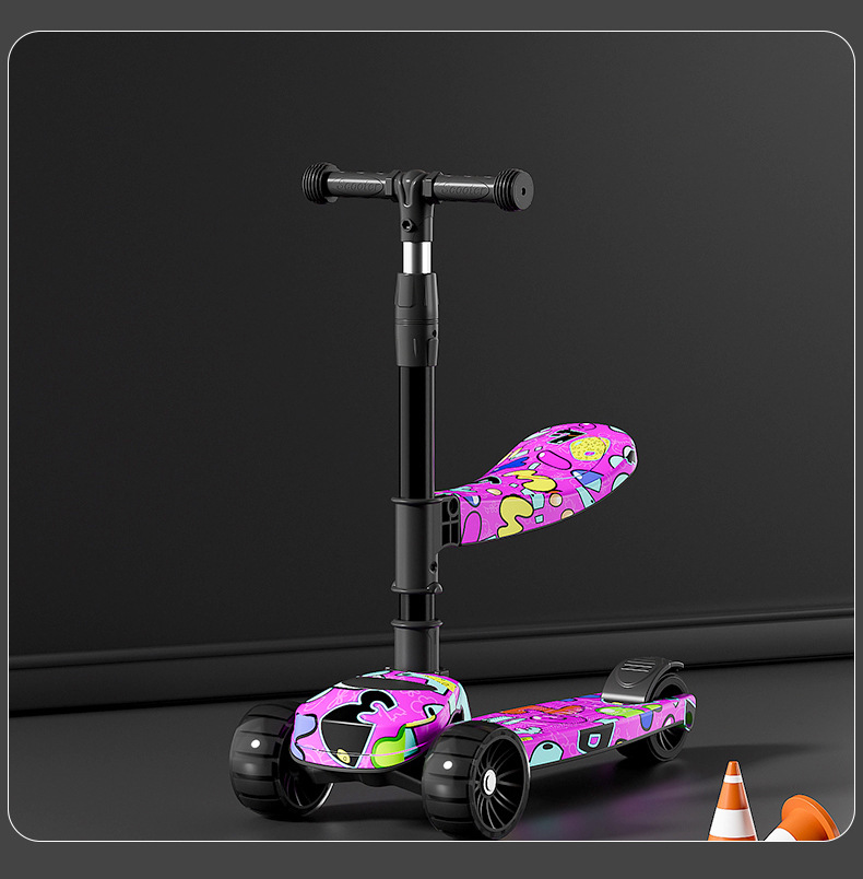 滑板车儿童二合一米高车小孩溜溜车三轮滑滑车踏板车可坐一件代发详情46