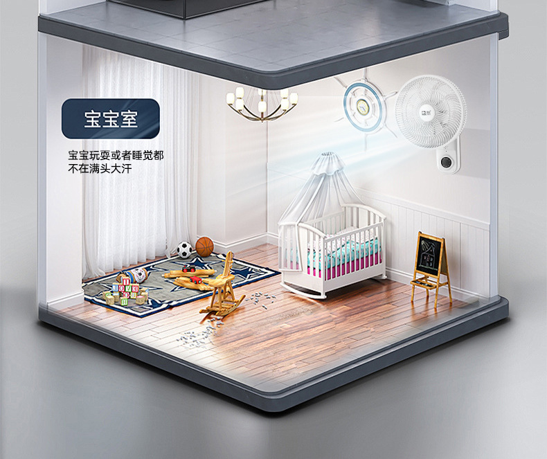 现货爆款壁扇壁挂式电风扇家用卫生间厨房免打孔挂壁式空气循环扇详情7