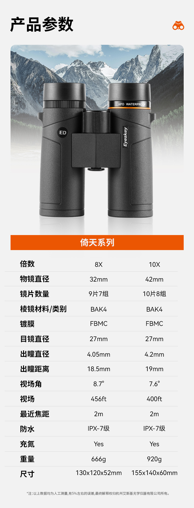 Aiski Yitian Series binoculars 27mm large eyepiece optical binoculars lanthanide ED lens binoculars pic 18