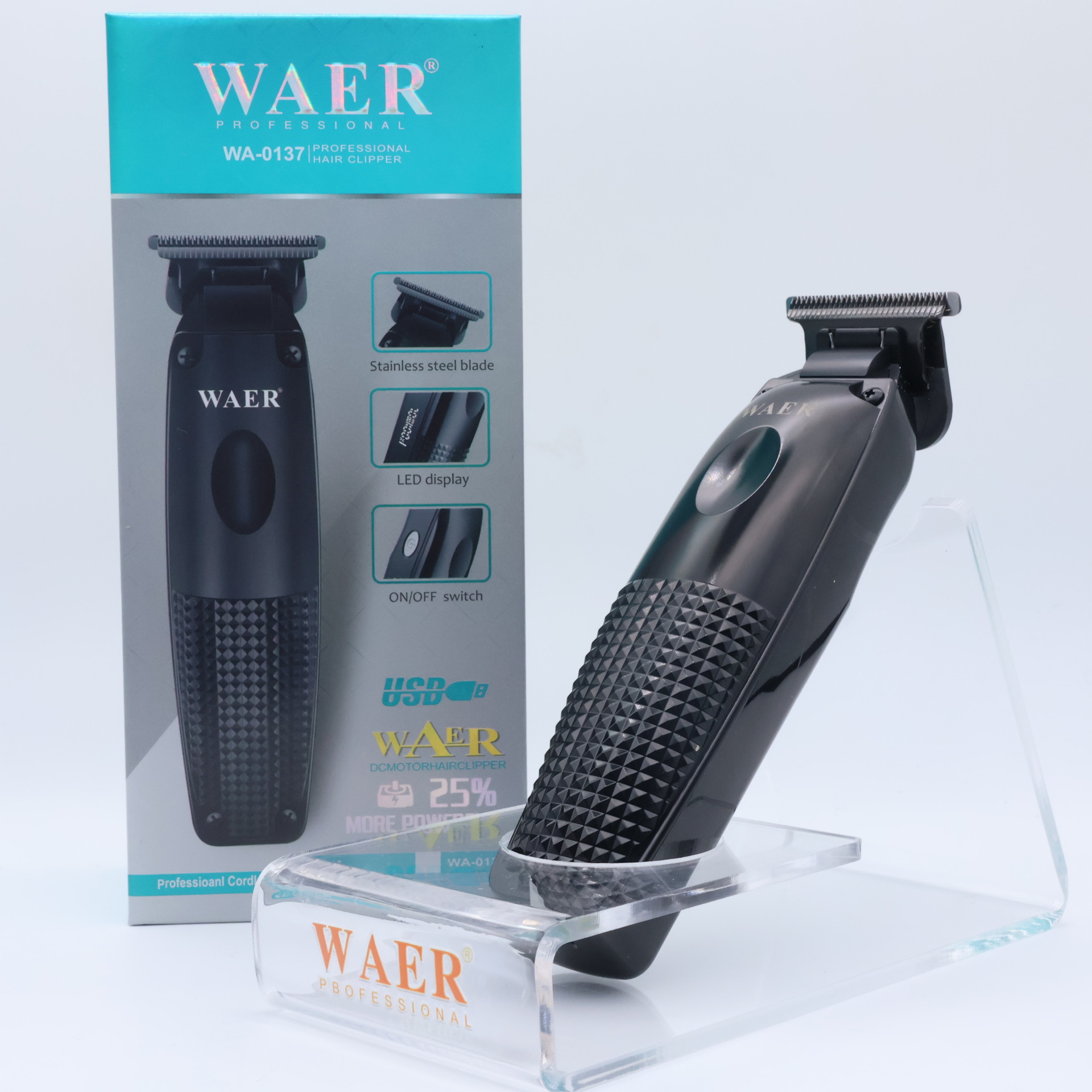 WAER新款电动理发剪雕刻不锈钢电推剪发廊专用大功率专业款电推子详情12