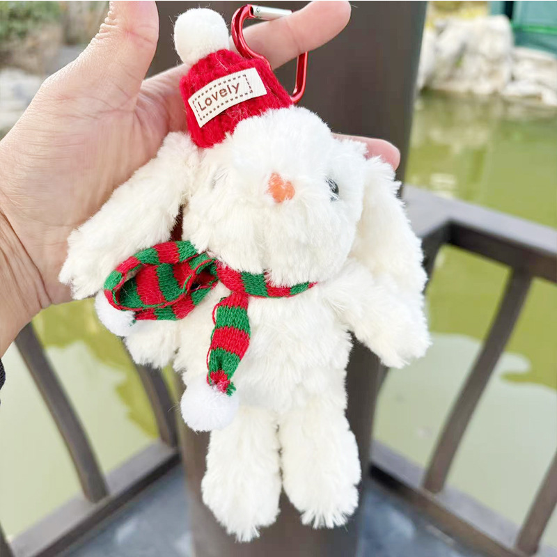 多巴胺格子长耳兔包包挂件小饰品可爱钥匙扣公仔玩偶兔子毛绒玩具详情7