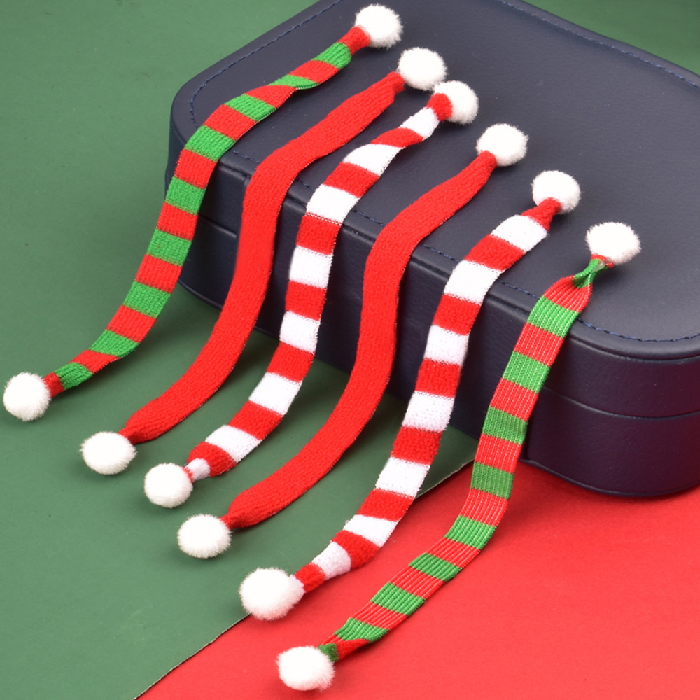Christmas decorations: Mini scarf, woven fabric small scarf, red and white, red and green striped small scarf decoration pic 5