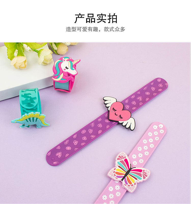 Dibujos animados de silicona pom ring niños clap pulsera lindo unicornio dinosaurio comercio exterior stock pulsera creativo pic 7