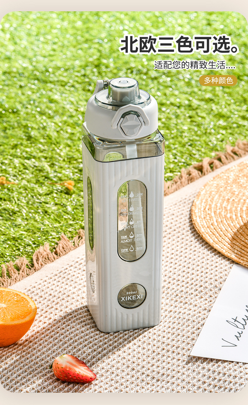 Temu亚马逊水壶弹盖手提方形水杯男户外运动直饮塑料杯学生太空杯详情3