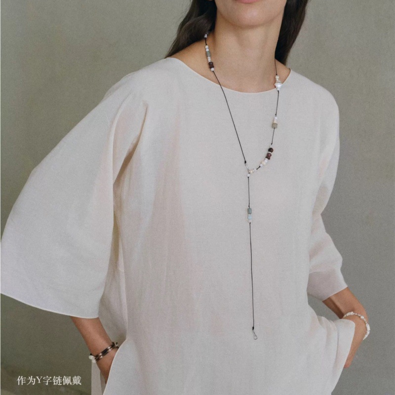 新款云松木珠串珠项链小众轻奢高级感多种戴法气质长款腰链卫衣链详情2