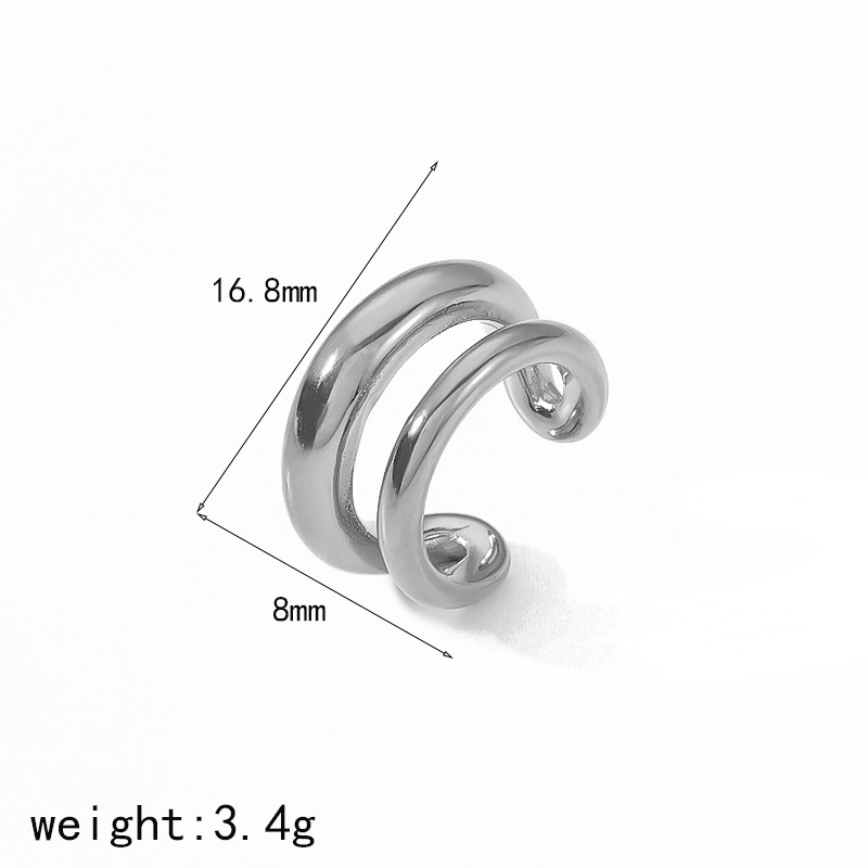 New cross-border Ins-style internet-famous titanium steel ear bone clips, no ear holes, versatile and high-end, 18K gold stainless steel ear clips pic 13