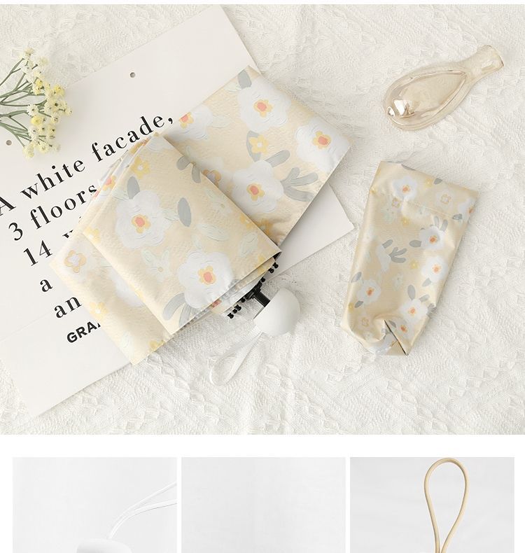 新款山茶花折叠晴雨两用便携迷你防晒雨伞女感太阳伞遮阳伞详情19