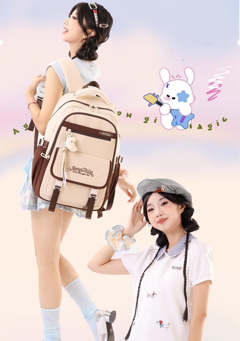 New high-appearance-level weight reduction and spine protection schoolbag for girls, junior high school students, large-capacity ultra-light campus backpack for teenagers pic 9