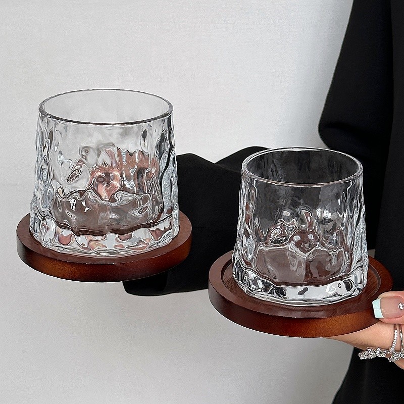 创意平底款带杯垫玻璃杯威士忌酒杯咖啡杯果汁杯啤酒杯阿芙加朵杯详情9