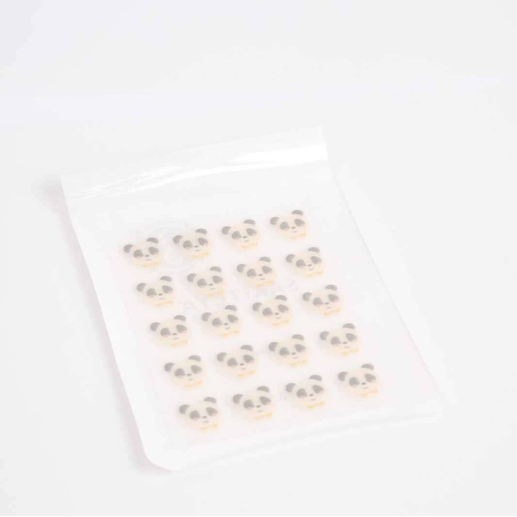 跨境出口英文痘痘贴卡通熊猫遮瑕透明日夜用脸颊贴茶树油祛痘贴详情6