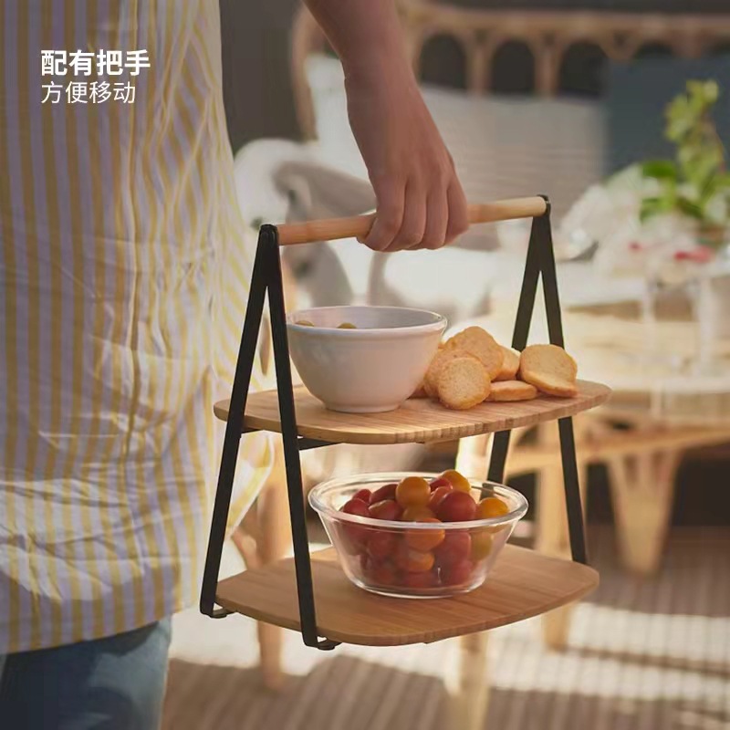 批发跨境弗斯派嘉德二层竹托盘餐桌搁架食物收纳蛋糕托盘详情5