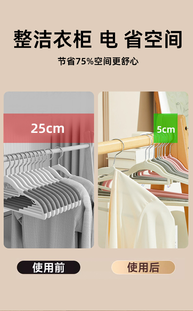 【整理师专用】植绒衣架家用挂衣防滑无痕防肩角晾晒衣服干湿两用详情10
