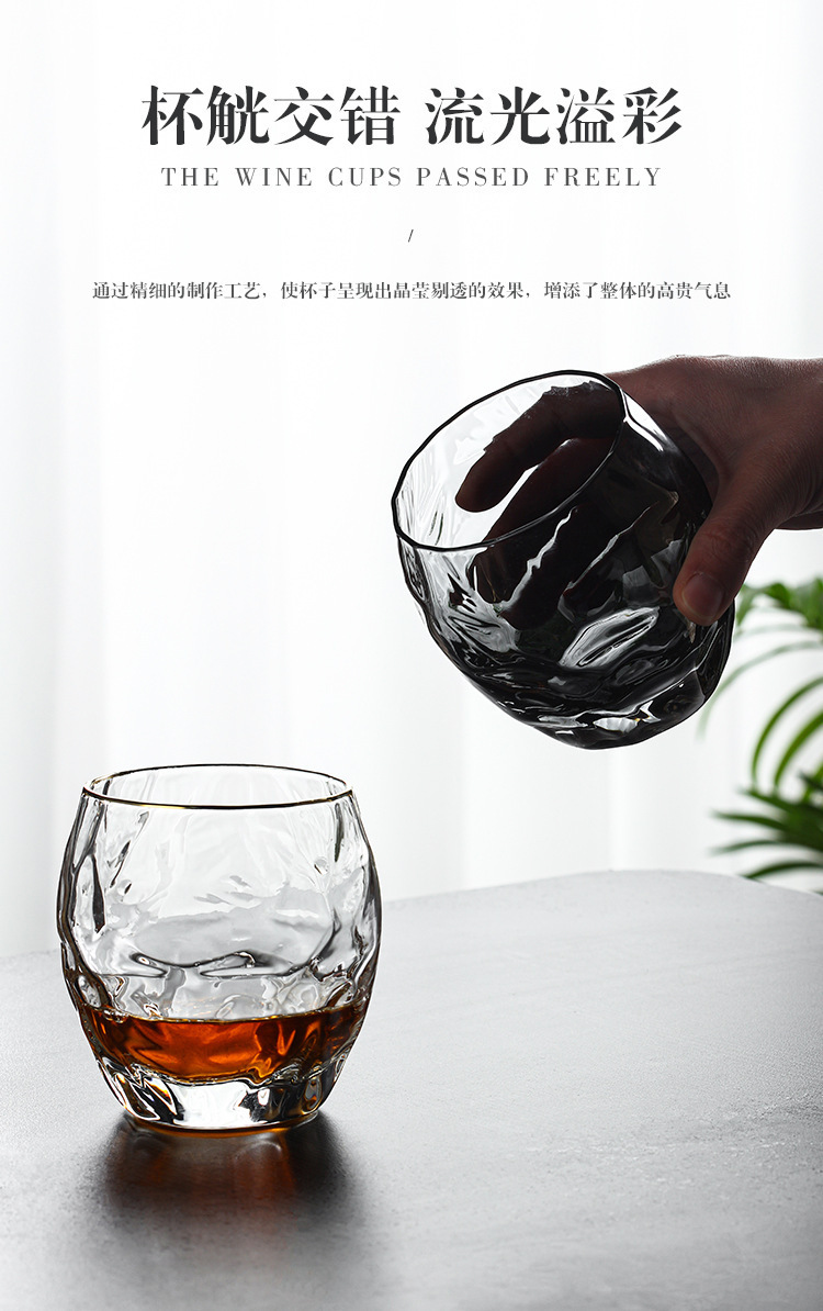 创意菠萝威士忌酒杯 异形玻璃水杯 家用透明蛋形杯金边杯子果汁杯详情5