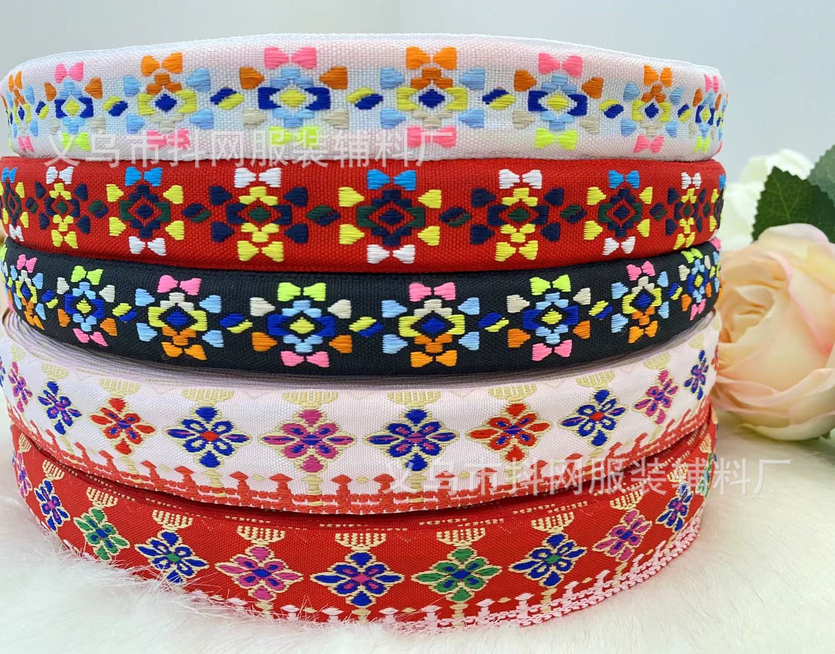 2.5--3.0cm estilo étnico jacquard bordado correas rendimiento accesorios de ropa caja de regalo cinta de embalaje pic 2