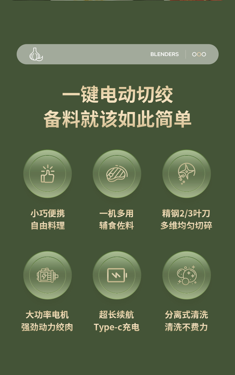 电动料理机迷你厨房蒜蓉酱料搅拌器辅食绞肉机家用多功能捣蒜器详情2