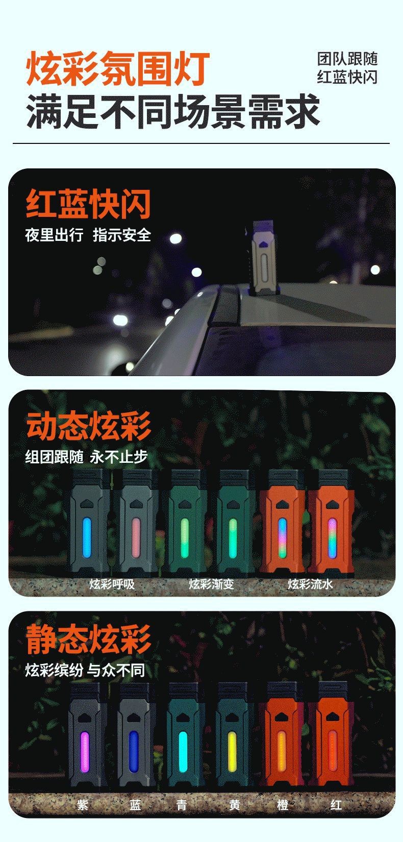 Pailide EDC aluminum alloy multi-functional high-intensity flashlight, RGB colorful outdoor keychain light, warning magnetic work light, high and low beam integrated mountain and camping light pic 17