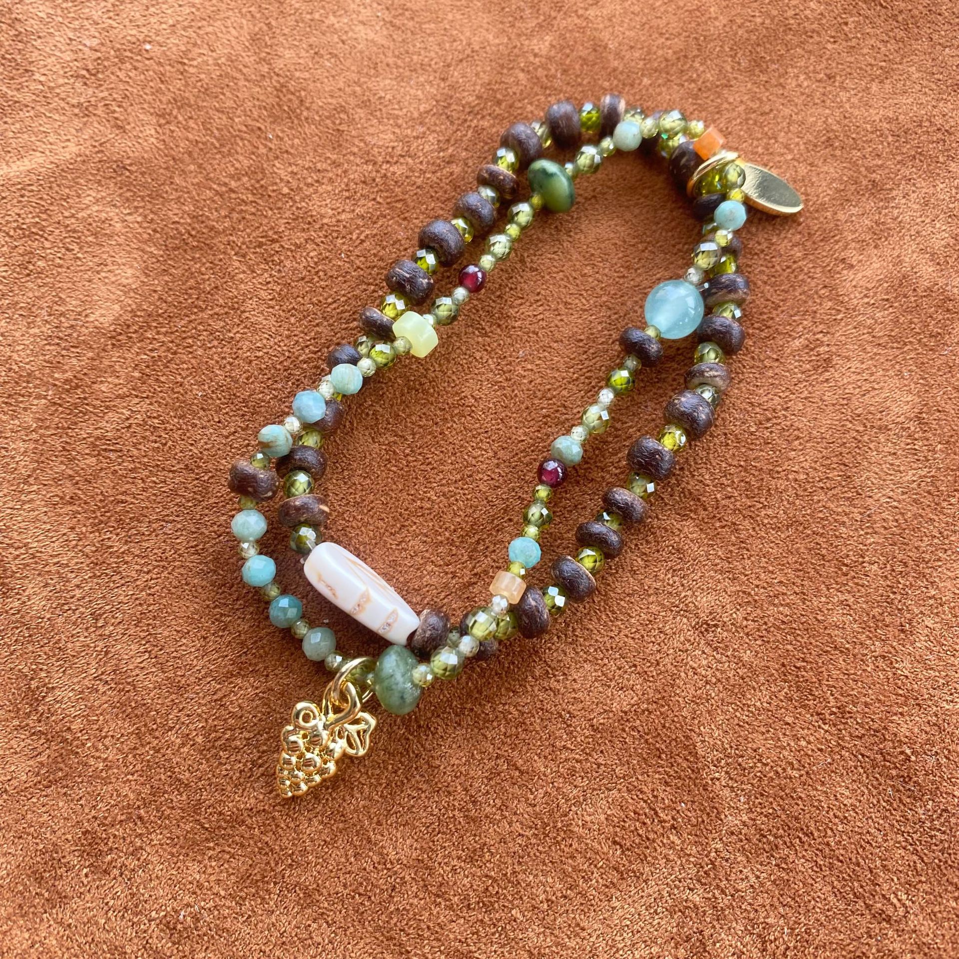 ins椰风葡萄手串多层叠戴天然石串珠双层手链女葡萄园浪漫仲夏夜详情3