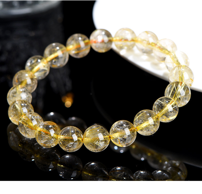 Jiuya Crystal Natural Gold hairpin Round Bead Bracelet, Yellow hairpin loose Bead bracelet, direct sales from the bead matching factory pic 12