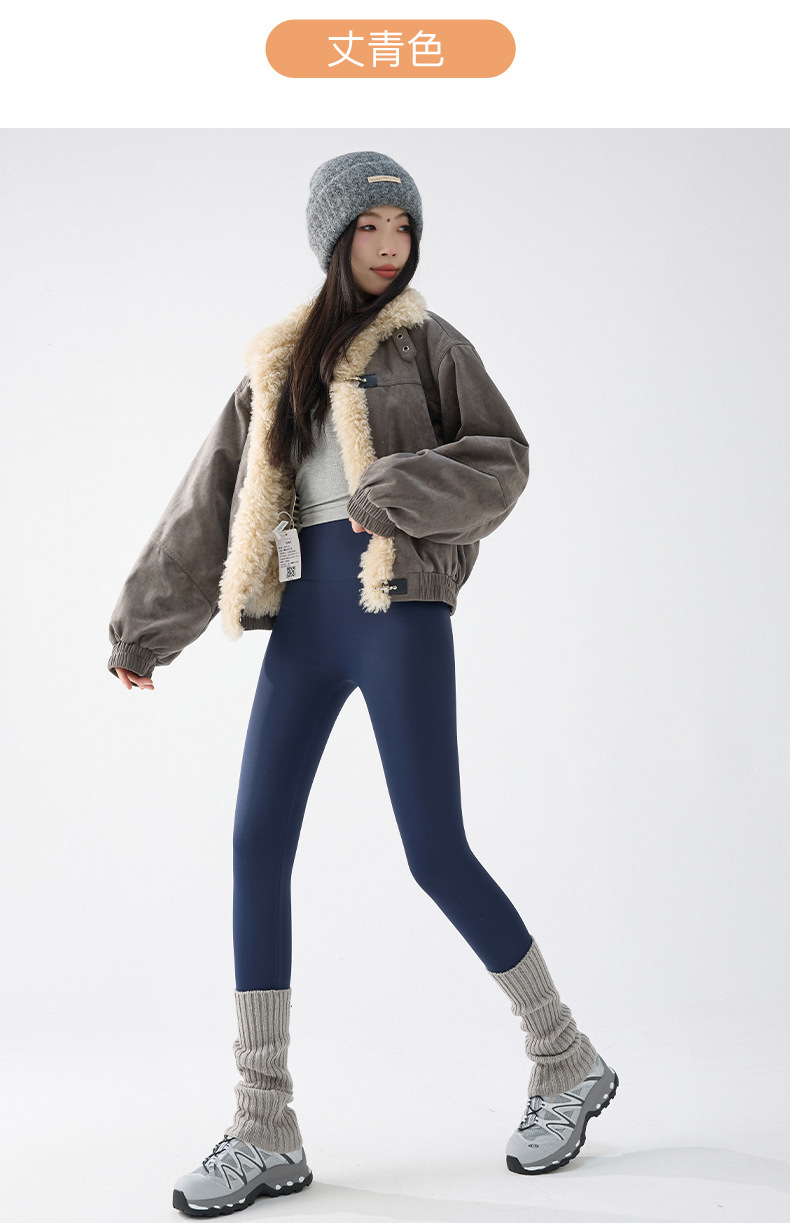 Shark pants with fleece for women, thick outerwear long pants for autumn and winter, warm, hip-lifting, high-waisted, new warm, oversized Barbie pants pic 23