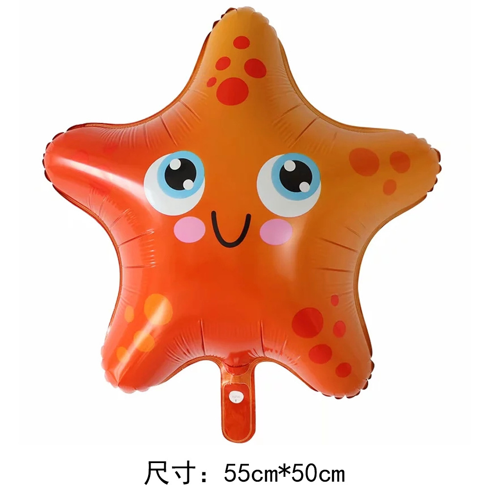 Wholesale Q-version Marine animal cartoon aluminum film balloons, crabs, seahorses, octopuses, pufferfish, starfish, party decoration balloons pic 3