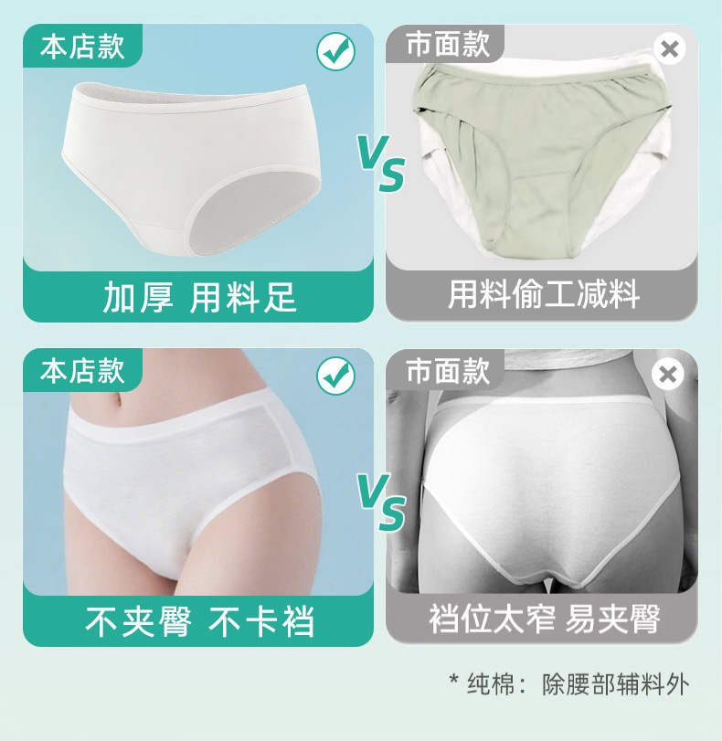 一次性内裤女款纯棉旅行月子产妇短裤免洗独立包装便携式日抛内裤详情2