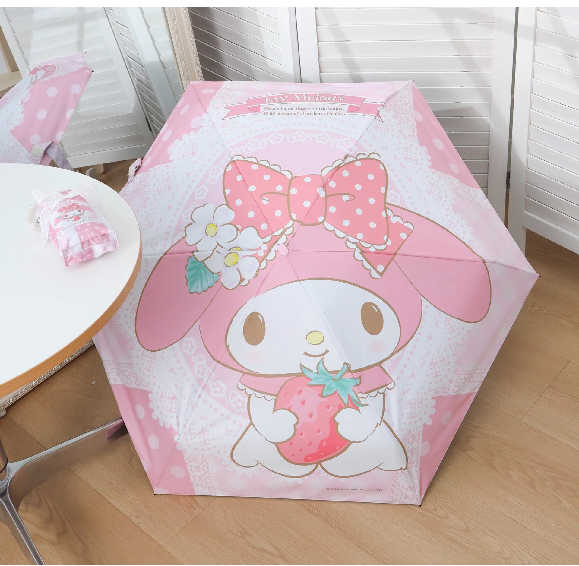 三丽鸥正版美乐蒂可爱卡通珠链五折太阳伞防晒蝴蝶结洛丽塔晴雨伞详情14
