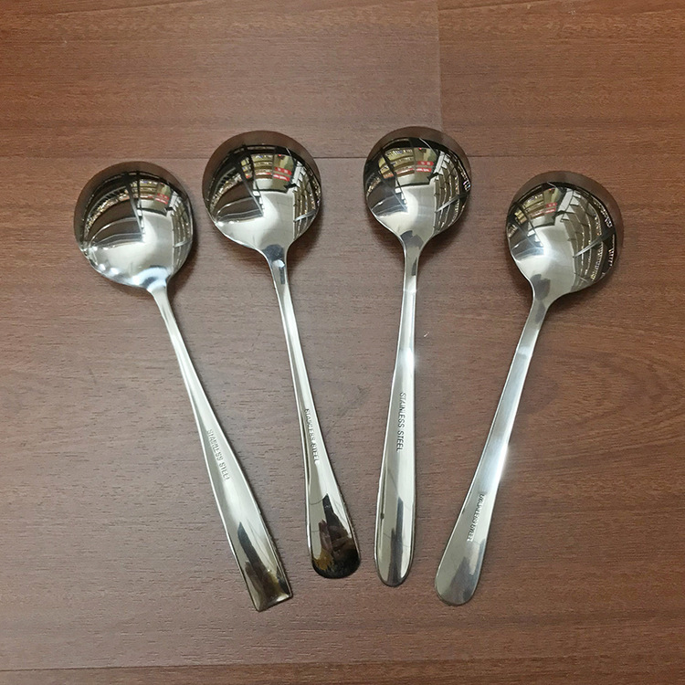不锈钢圆勺 家用吃饭勺子调羹饭店拌饭勺喝汤勺多用餐勺圆头勺子详情3