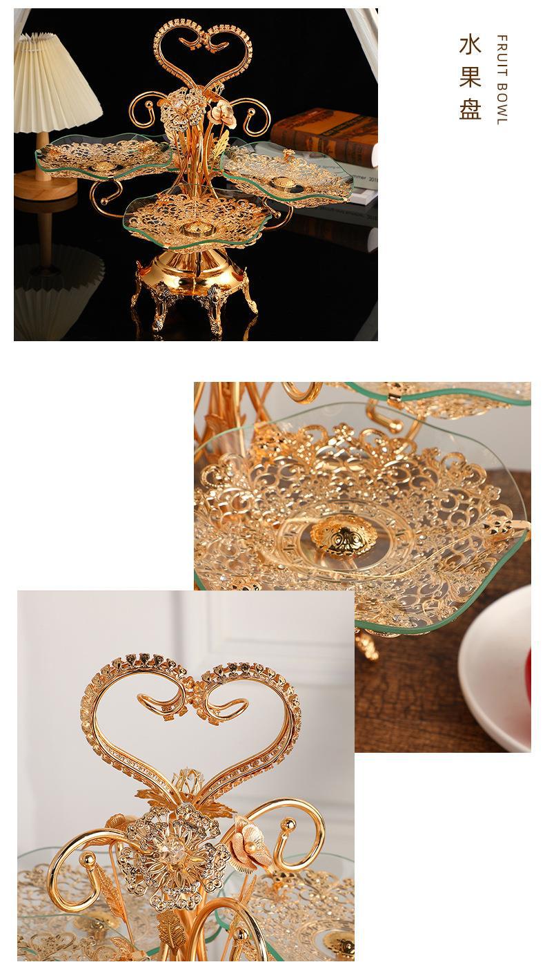 欧式玻璃水果盘创意客厅糖果盆双层三层四层茶几家用酒店KTV摆件详情12