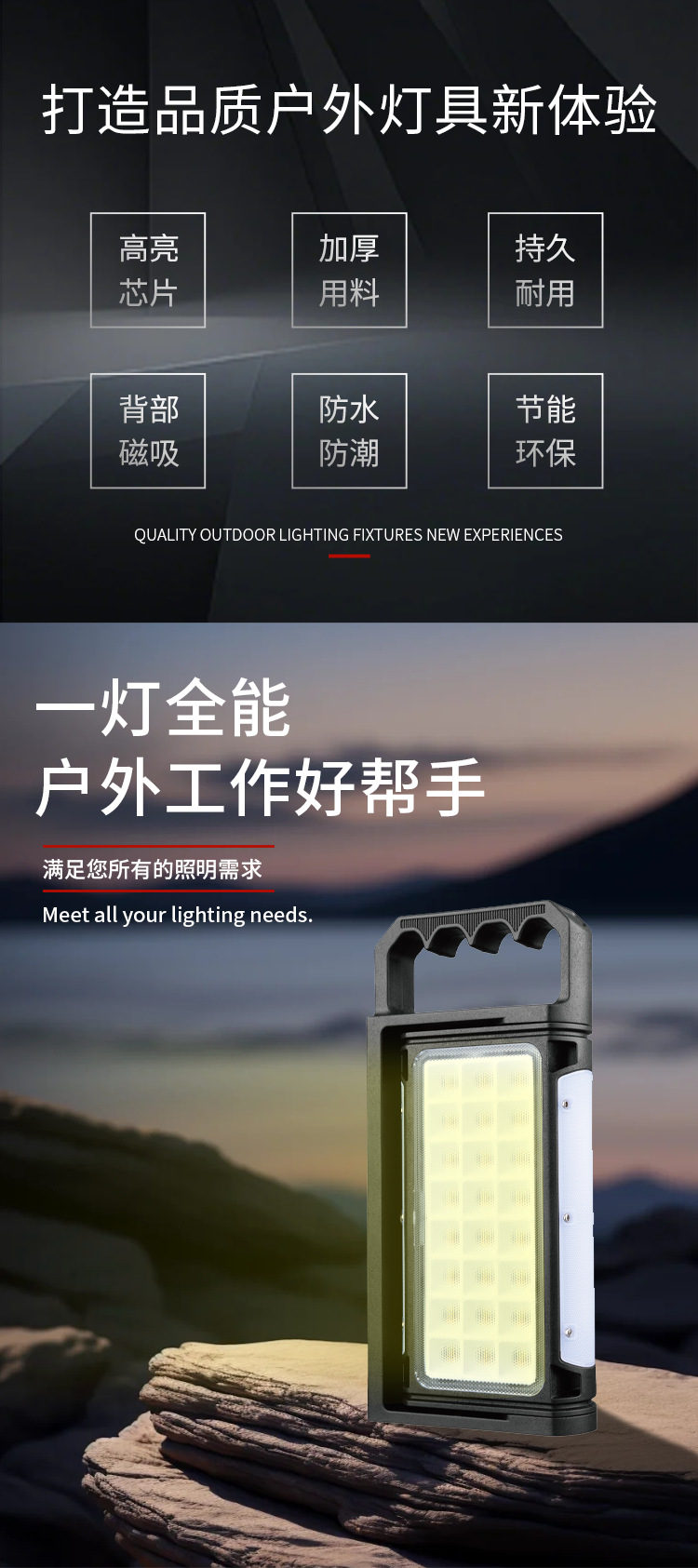 跨境新款LED高亮度工作灯磁吸便携360度调节8000毫安长续航工作灯详情1