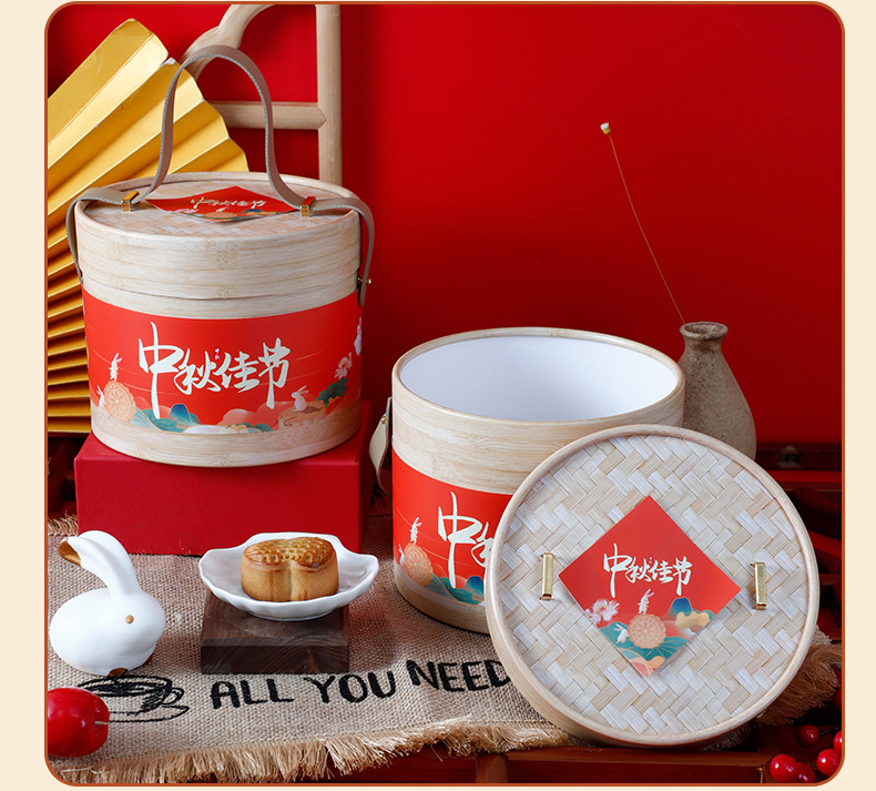 国潮 现货2025新款国潮中秋礼盒6粒装高级月饼手提折叠礼品包装盒附贺卡详情28