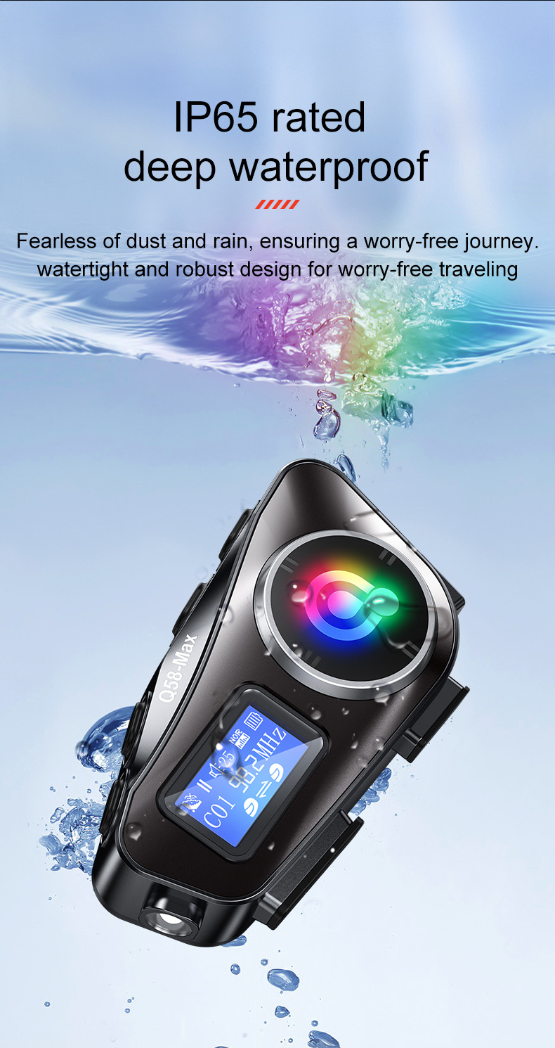 Q58MAX跨境专款头盔蓝牙耳机MP3混音音乐分享LCD屏FM对讲头盔耳机详情8