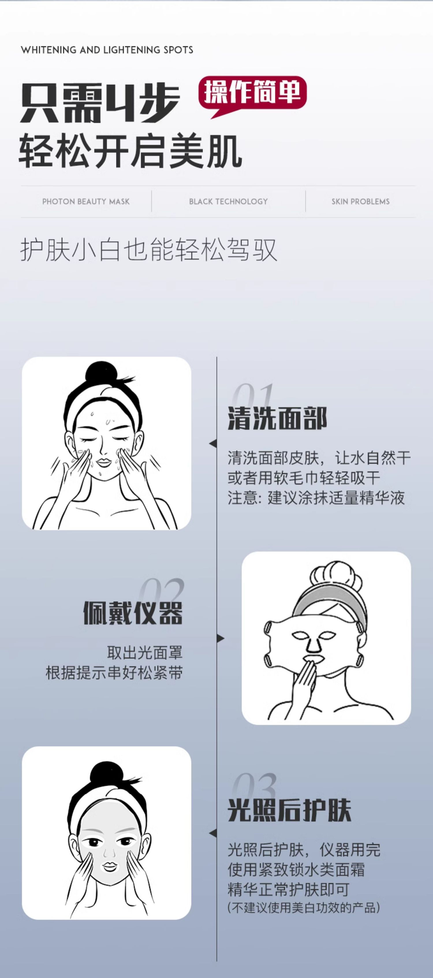 Photon skin rejuvenation device, mask device, facial mask introduction device, red and blue light device, LED mask pic 12