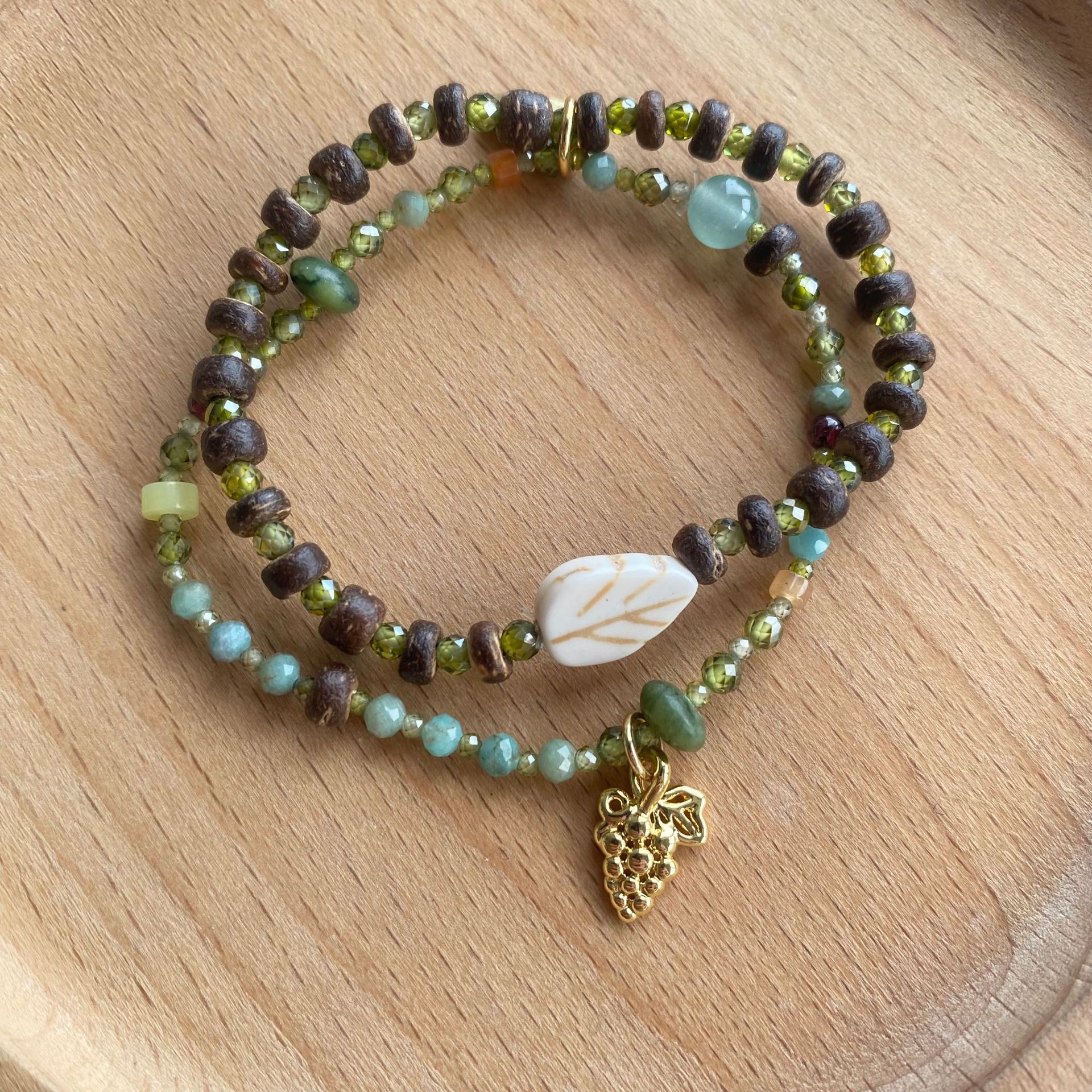 ins椰风葡萄手串多层叠戴天然石串珠双层手链女葡萄园浪漫仲夏夜详情2