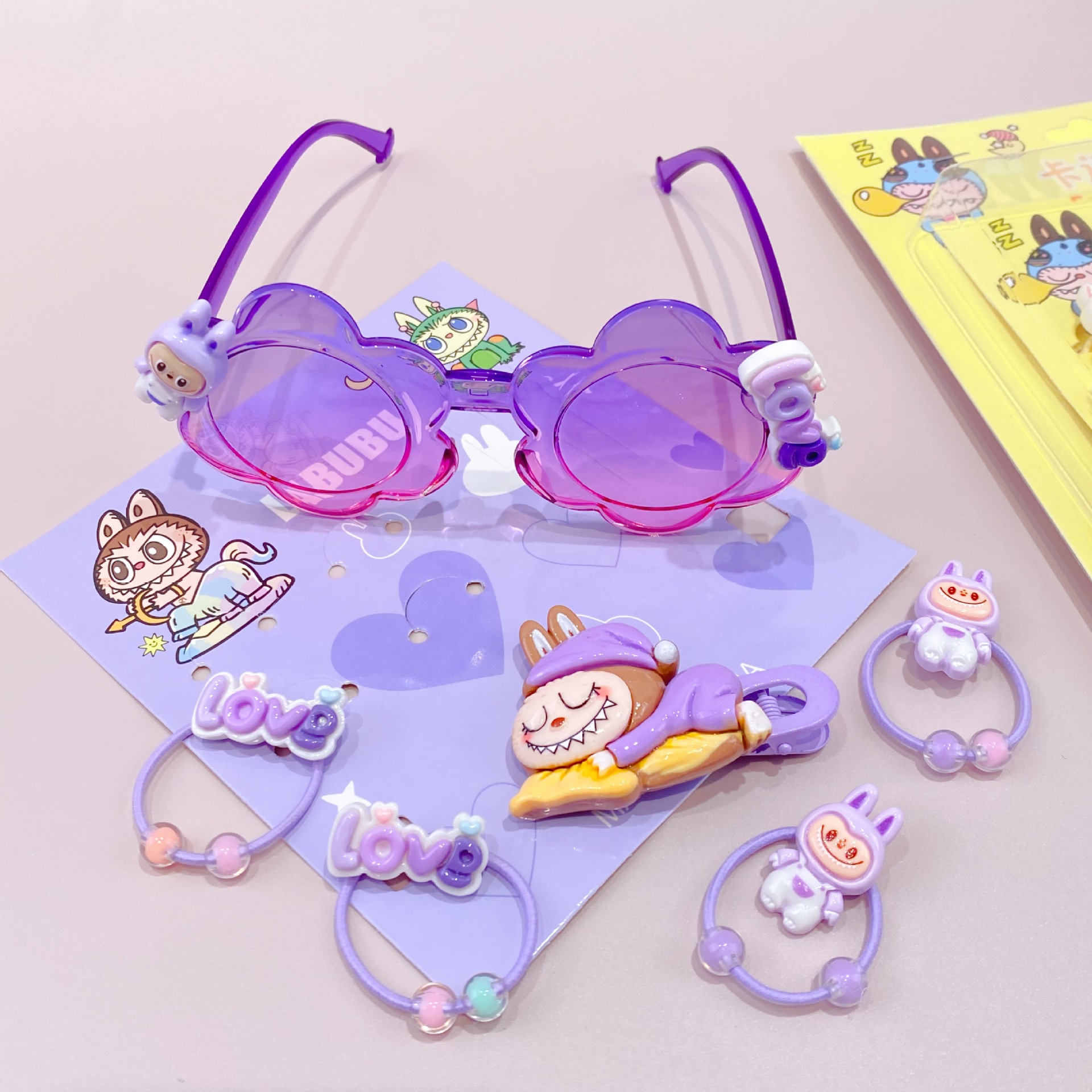 新款哒哒咘眼镜卡通皮筋发夹饰品套装可爱少女心装扮潮玩时尚精品详情39